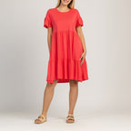SOLERA – Women’s dress with pleated short sleeves
